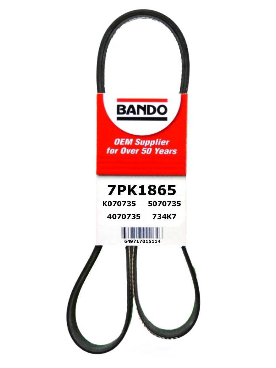 BANDO - Accessory Drive Belt (Air Conditioning, Alternator and Power Steering) - BWO 7PK1865
