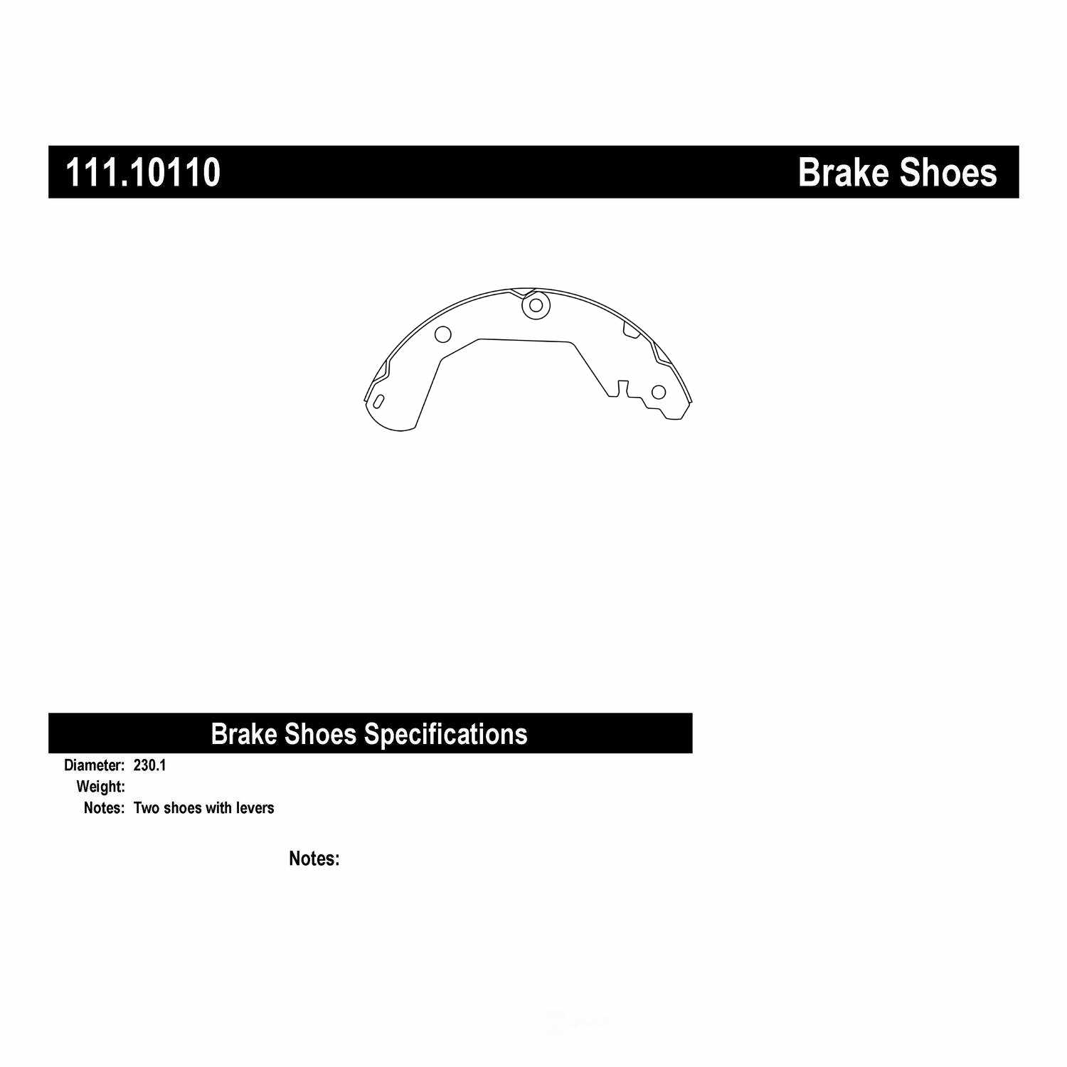 CENTRIC PARTS - Centric Premium Brake Shoes (Rear) - CEC 111.10110