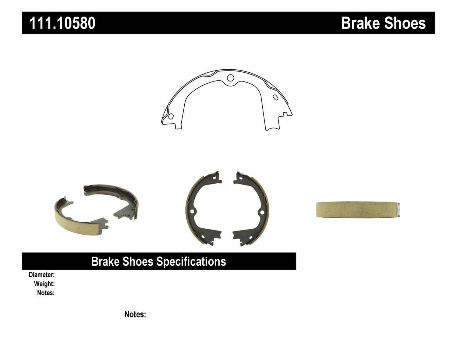 CENTRIC PARTS - Premium Brake Shoes-Preferred (Rear) - CEC 111.10580