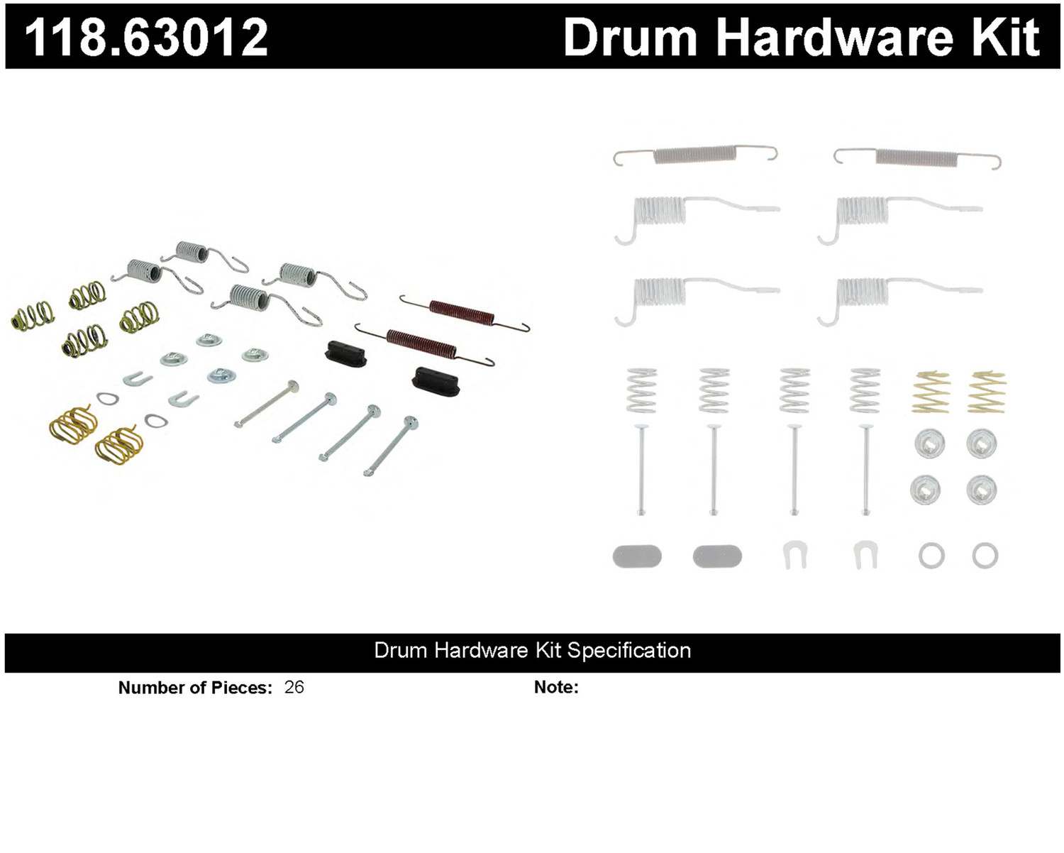 CENTRIC PARTS - Centric Premium Drum Brake Hardware Kits (Rear) - CEC 118.63012