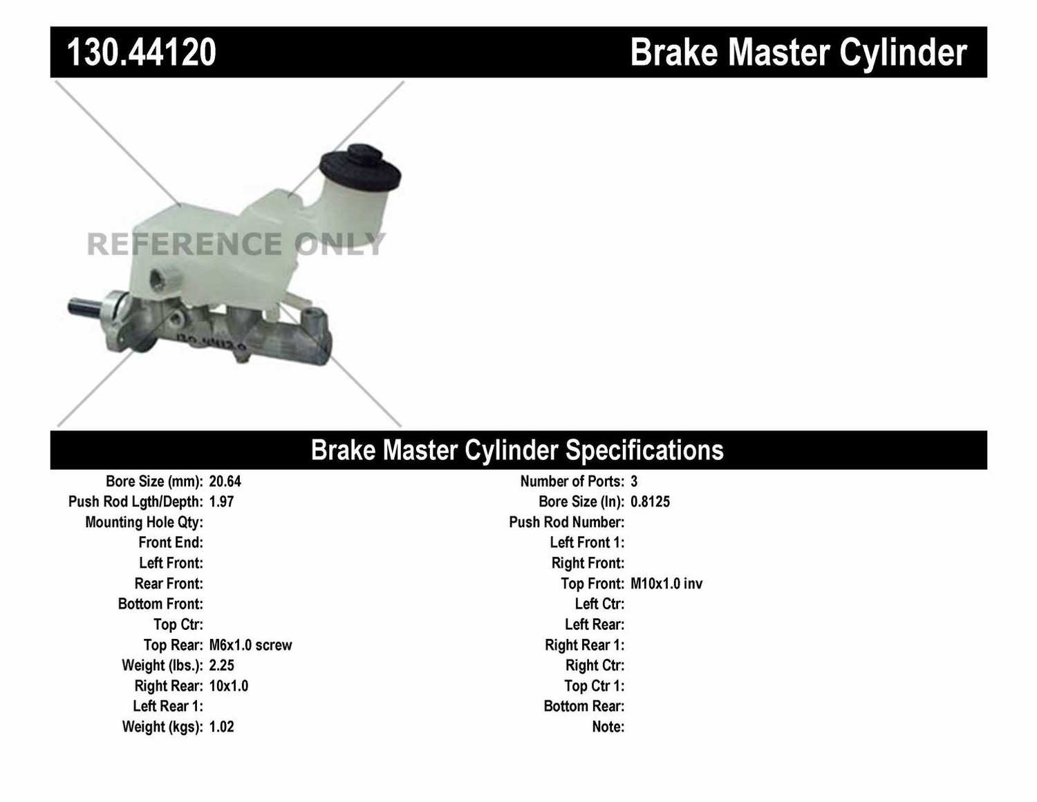CENTRIC PARTS - Centric Premium Brake Master Cylinders - CEC 130.44120