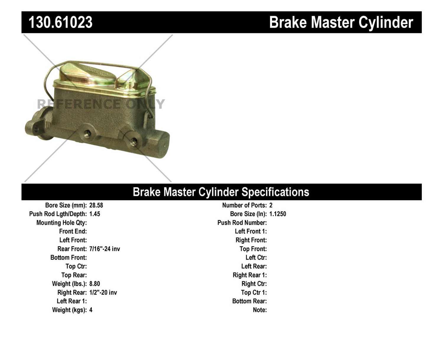 CENTRIC PARTS - Centric Premium Brake Master Cylinders (Rear) - CEC 130.61023