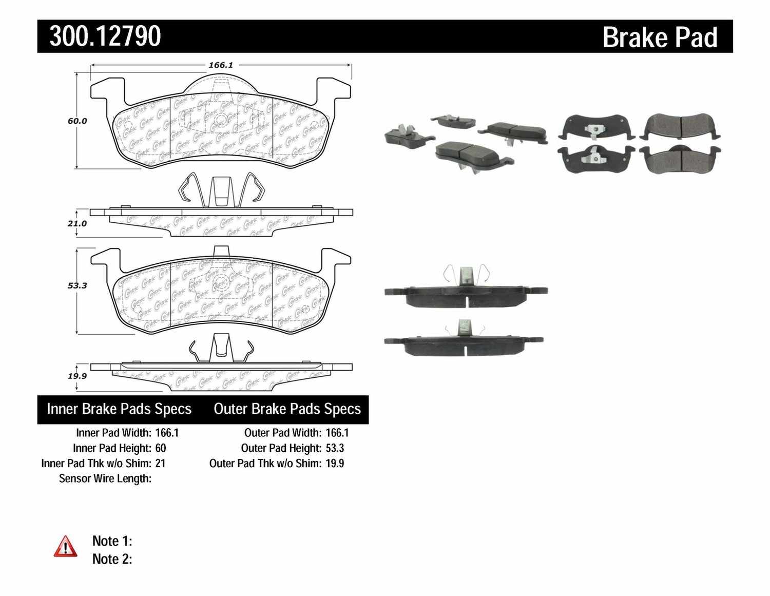CENTRIC PARTS - Centric Premium Semi-Metallic Disc Brake Pad Sets - CEC 300.12790