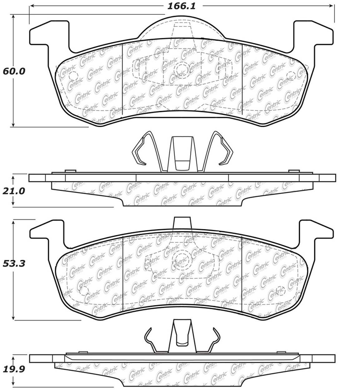 CENTRIC PARTS - Centric Premium Semi-Metallic Disc Brake Pad Sets - CEC 300.12790