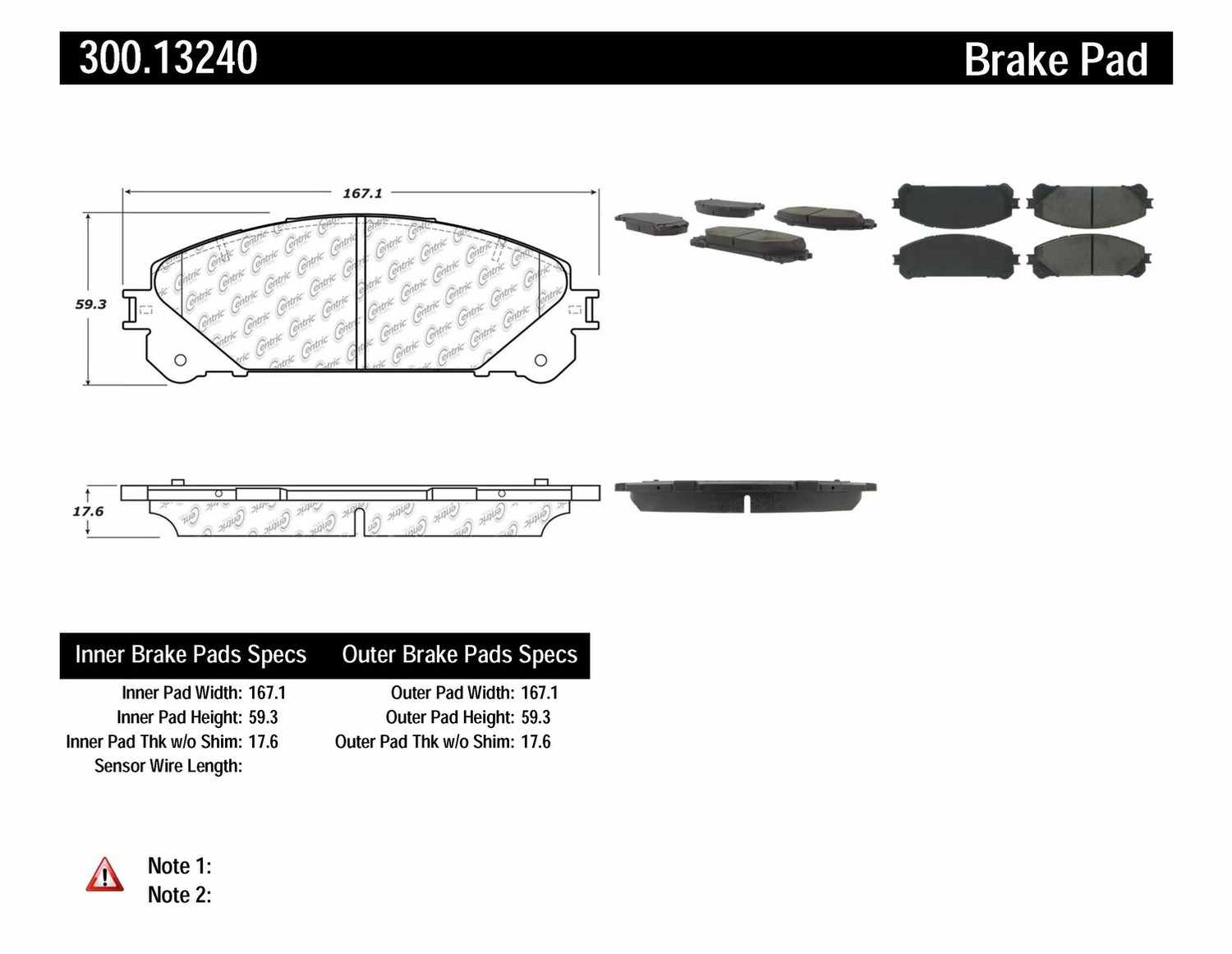 CENTRIC PARTS - Centric Premium Semi-Metallic Disc Brake Pad Sets - CEC 300.13240