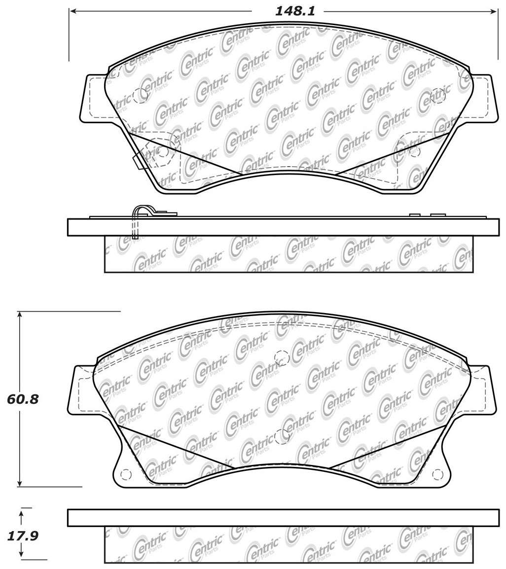 CENTRIC PARTS - Centric Premium Semi-Metallic Disc Brake Pad Sets - CEC 300.15220