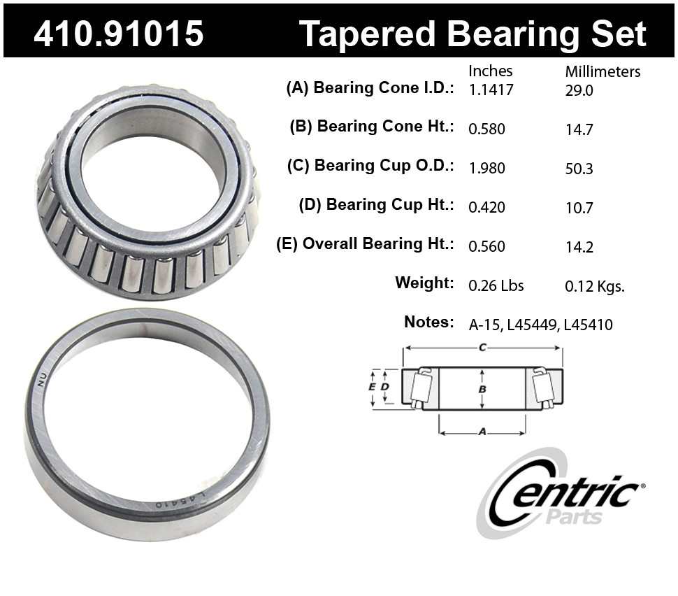 CENTRIC PARTS - Centric Premium Axle Shaft, Hub & Wheel Bearings (Front Inner) - CEC 410.91015