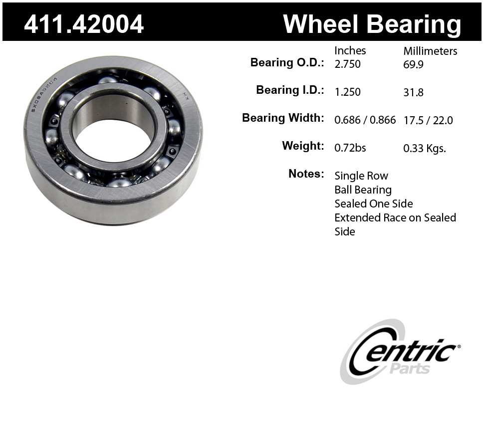 CENTRIC PARTS - Premium Axle Shaft Bearing Assembly - CEC 411.42004