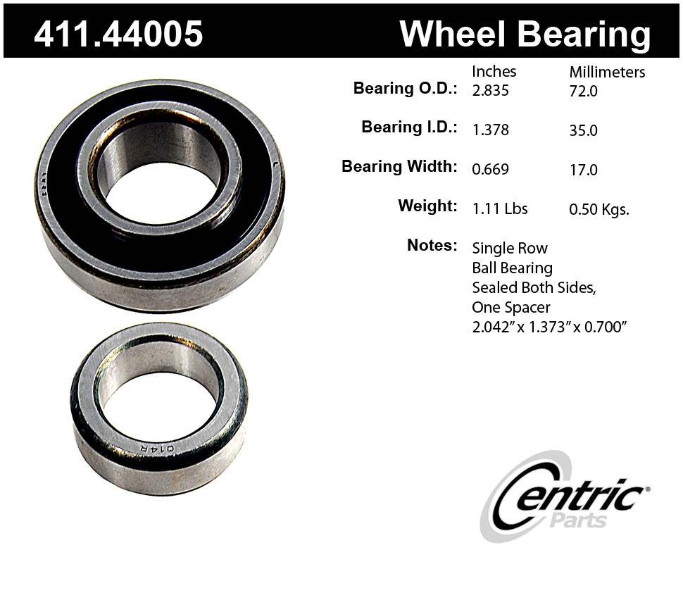 CENTRIC PARTS - Premium Axle Shaft Bearing Assembly - CEC 411.44005