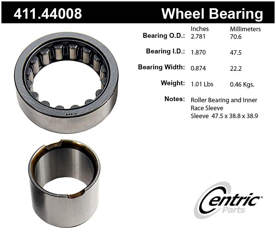 CENTRIC PARTS - Premium Axle Shaft Bearing Assembly - CEC 411.44008