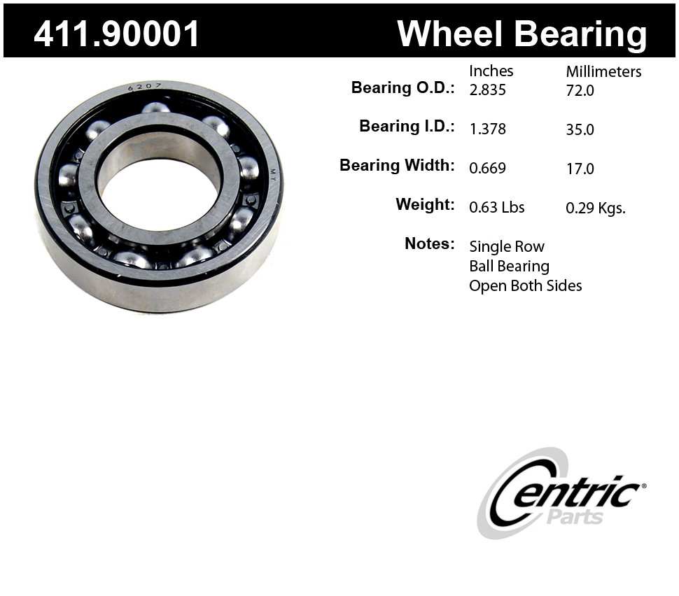 CENTRIC PARTS - Premium Axle Shaft Bearing Assembly - CEC 411.90001