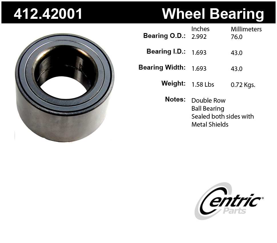 CENTRIC PARTS - Centric Premium Axle Shaft, Hub & Wheel Bearings (Front) - CEC 412.42001