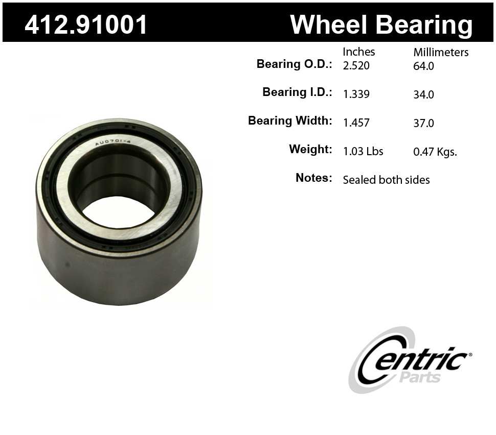 CENTRIC PARTS - Centric Premium Axle Shaft, Hub & Wheel Bearings (Front) - CEC 412.91001