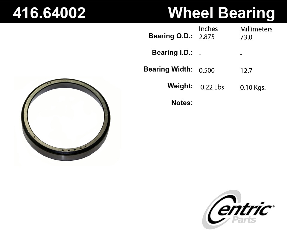 CENTRIC PARTS - C-TEK Standard Axle Shaft, Hub & Wheel Bearings - CEC 416.64002E