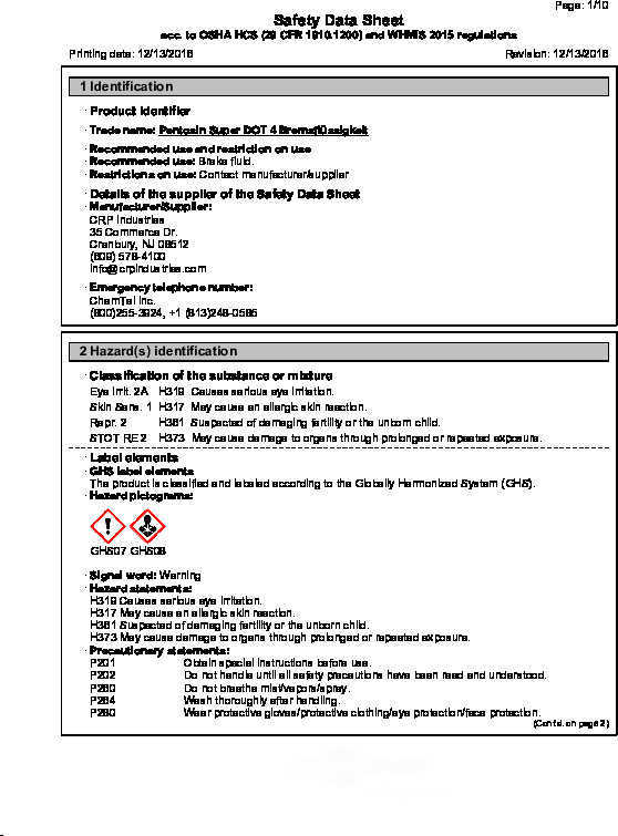 CRP/PENTOSIN - Brake Fluid - CPG 1204116