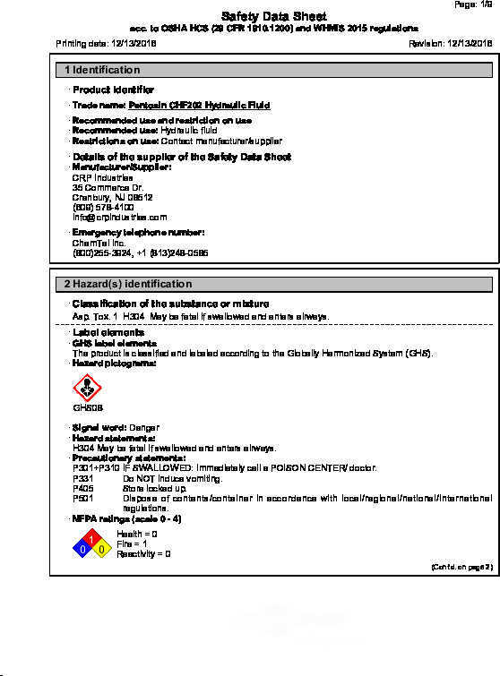 CRP/PENTOSIN - Hydraulic System Fluid - CPG 8403107