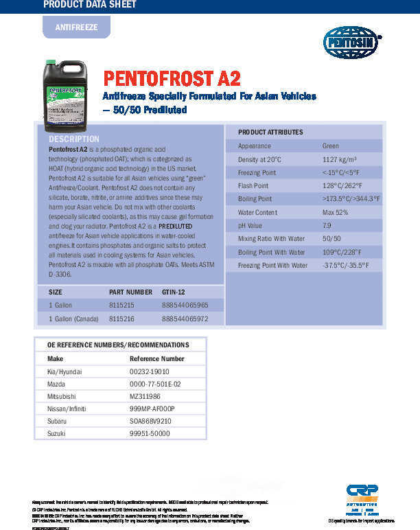 CRP/PENTOSIN - Engine Coolant / Antifreeze - CPG 8115215