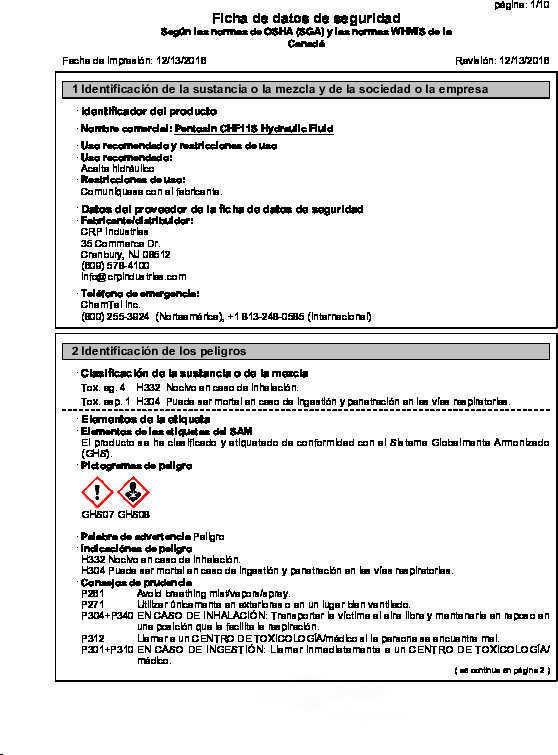 CRP/PENTOSIN - Hydraulic System Fluid - CPG 1405116