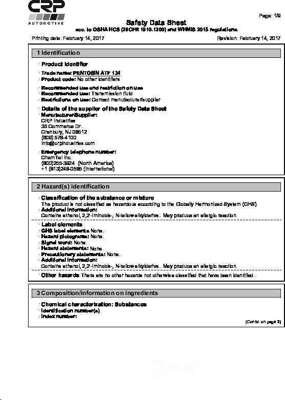 CRP/PENTOSIN - Auto Trans Fluid - CPG 1088117