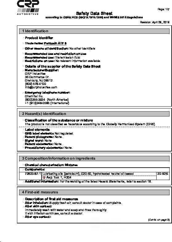 CRP/PENTOSIN - Auto Trans Fluid - CPG 1058110