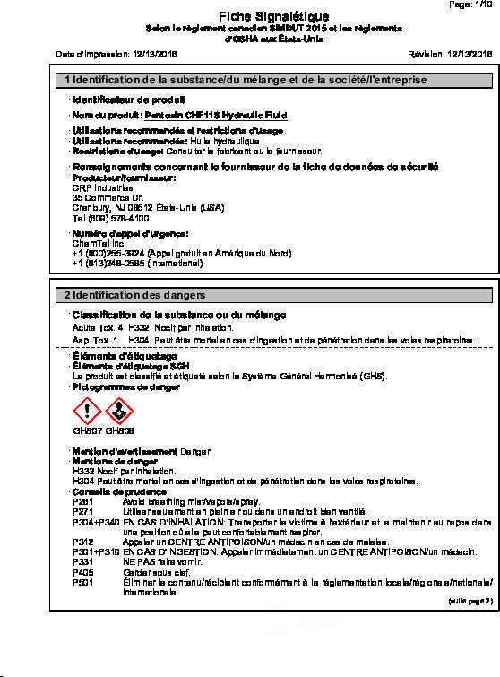 CRP/PENTOSIN - Hydraulic System Fluid - CPG 1405116