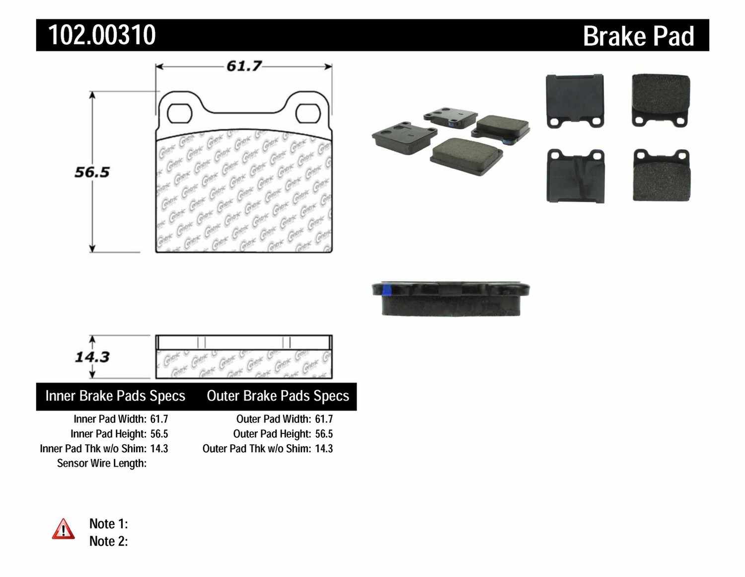 C-TEK BY CENTRIC - C-TEK Semi-Metallic Disc Brake Pad Sets - CTK 102.00310
