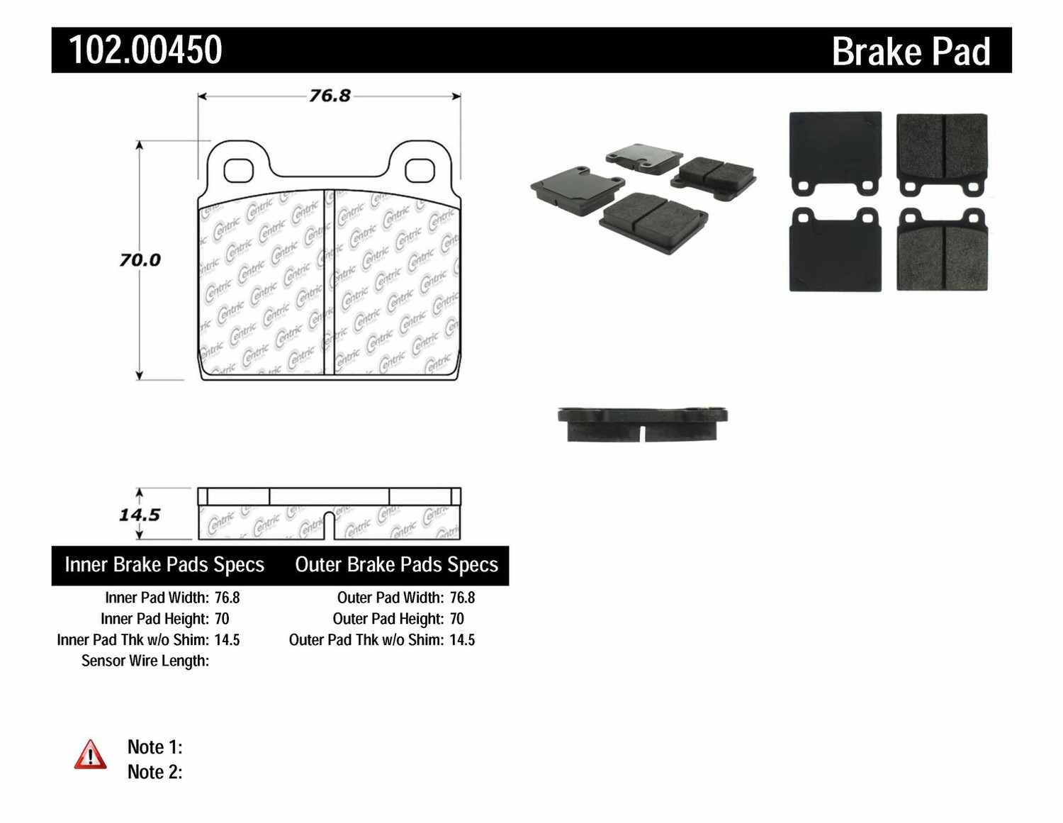 C-TEK BY CENTRIC - C-TEK Semi-Metallic Disc Brake Pad Sets - CTK 102.00450