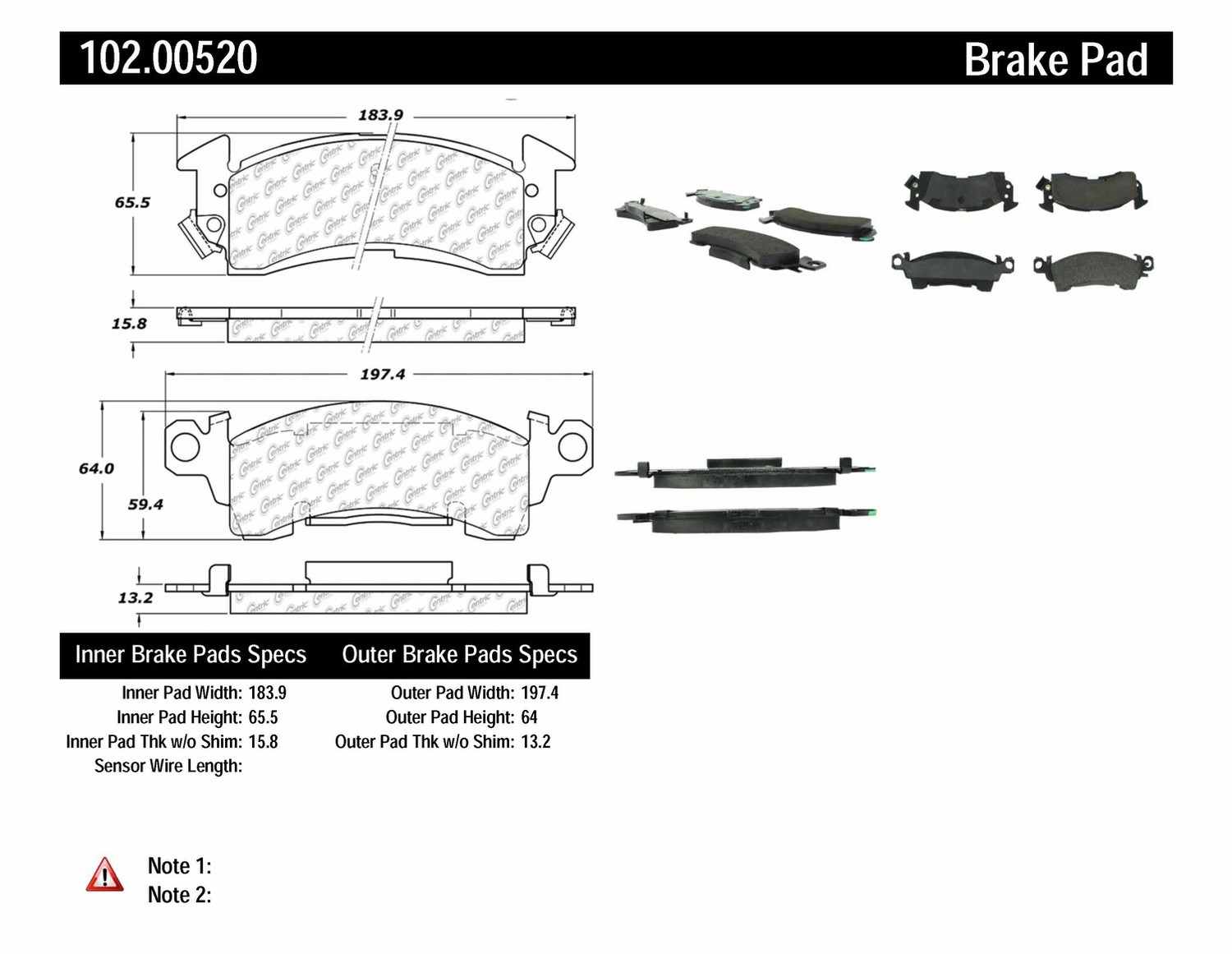C-TEK BY CENTRIC - C-TEK Semi-Metallic Disc Brake Pad Sets (Front) - CTK 102.00520