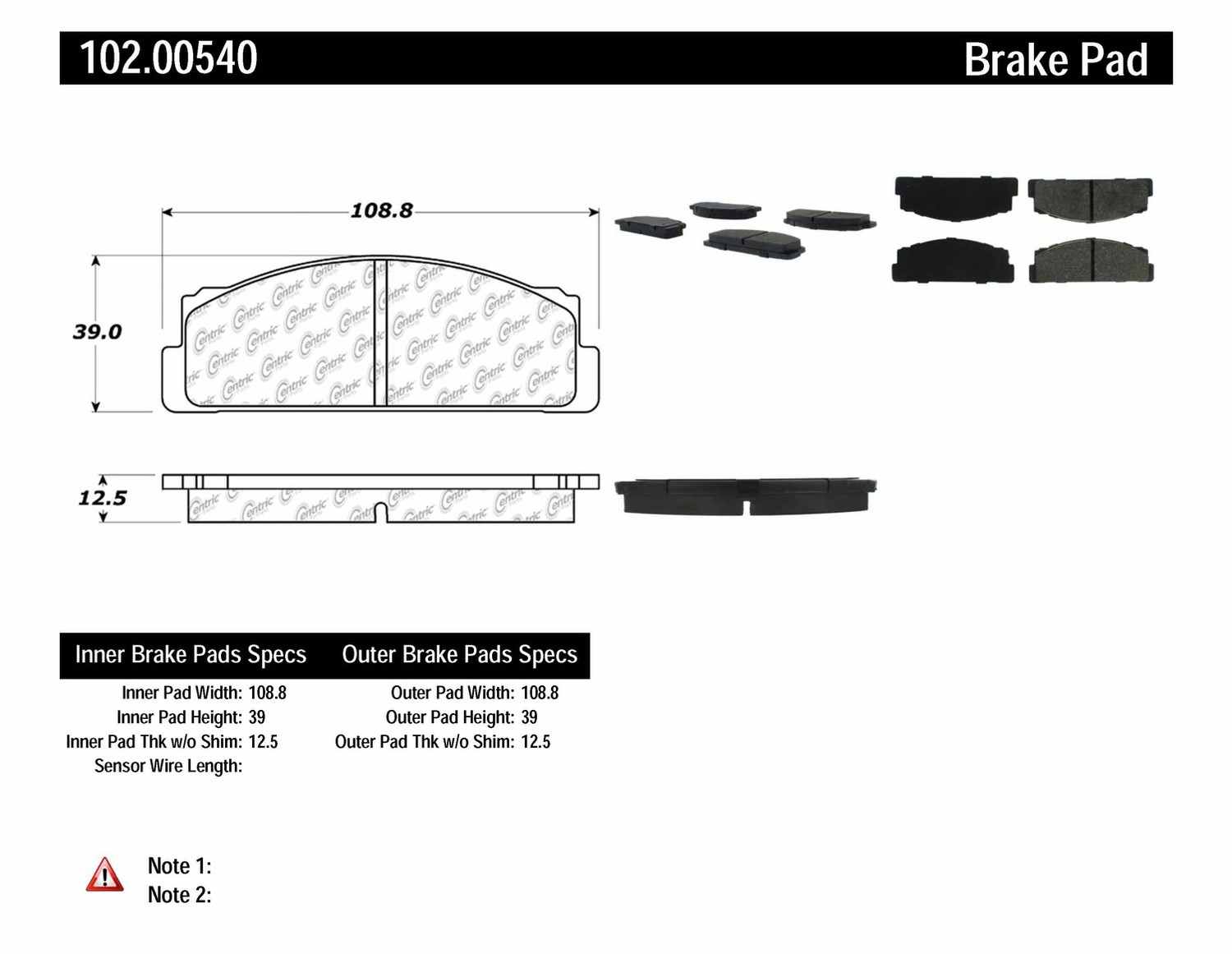C-TEK BY CENTRIC - C-TEK Semi-Metallic Disc Brake Pad Sets - CTK 102.00540