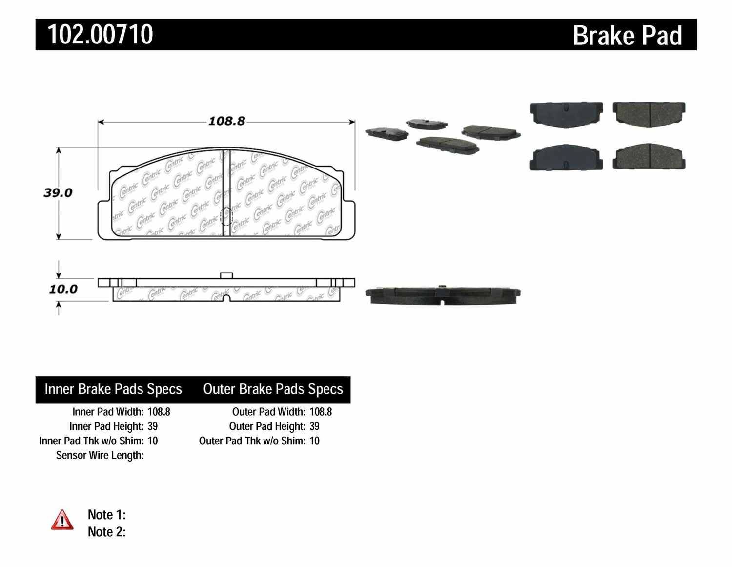 C-TEK BY CENTRIC - C-TEK Semi-Metallic Disc Brake Pad Sets - CTK 102.00710