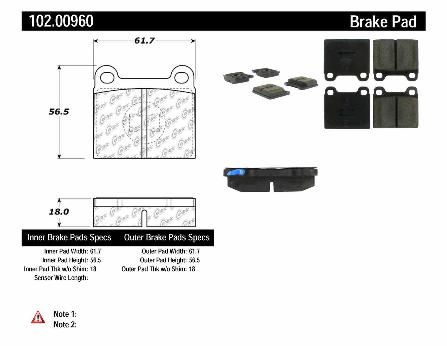 C-TEK BY CENTRIC - C-TEK Semi-Metallic Disc Brake Pad Sets - CTK 102.00960