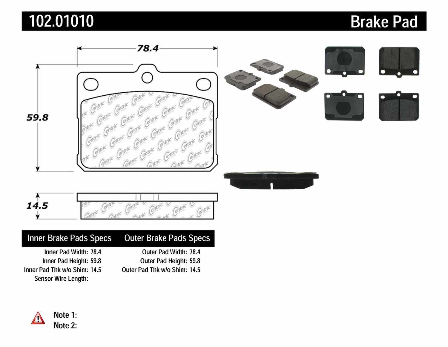 C-TEK BY CENTRIC - C-TEK Semi-Metallic Disc Brake Pad Sets - CTK 102.01010