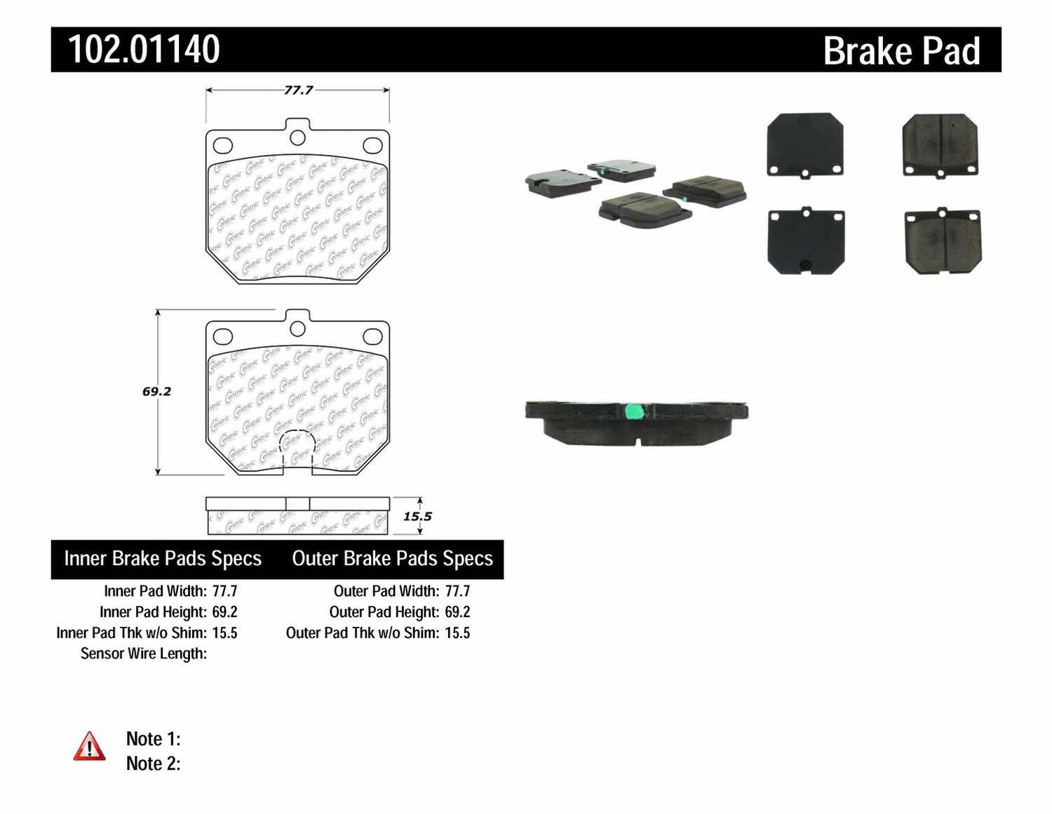 C-TEK BY CENTRIC - C-TEK Semi-Metallic Disc Brake Pad Sets - CTK 102.01140