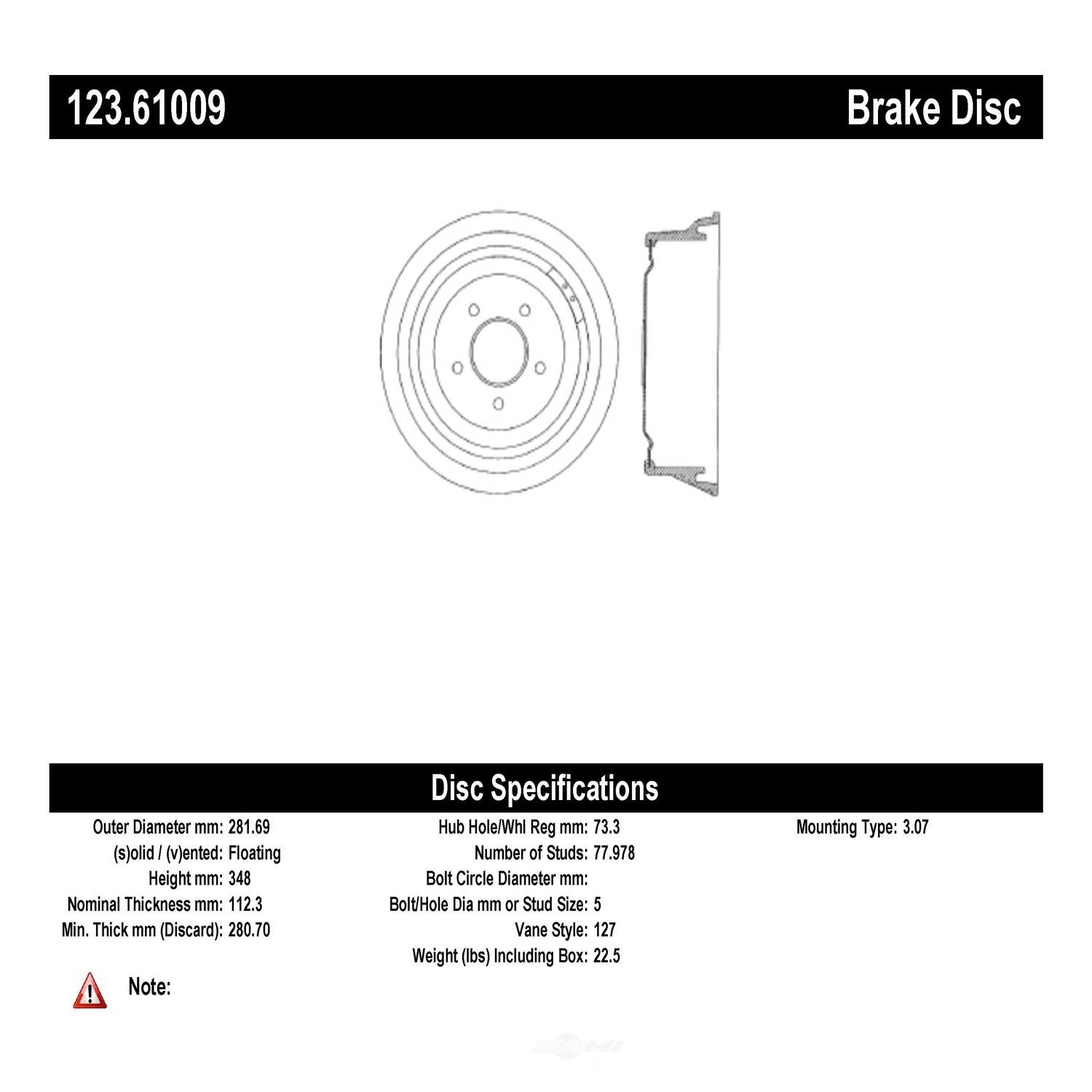 C-TEK BY CENTRIC - CTEK Standard Brake Drums (Rear) - CTK 123.61009