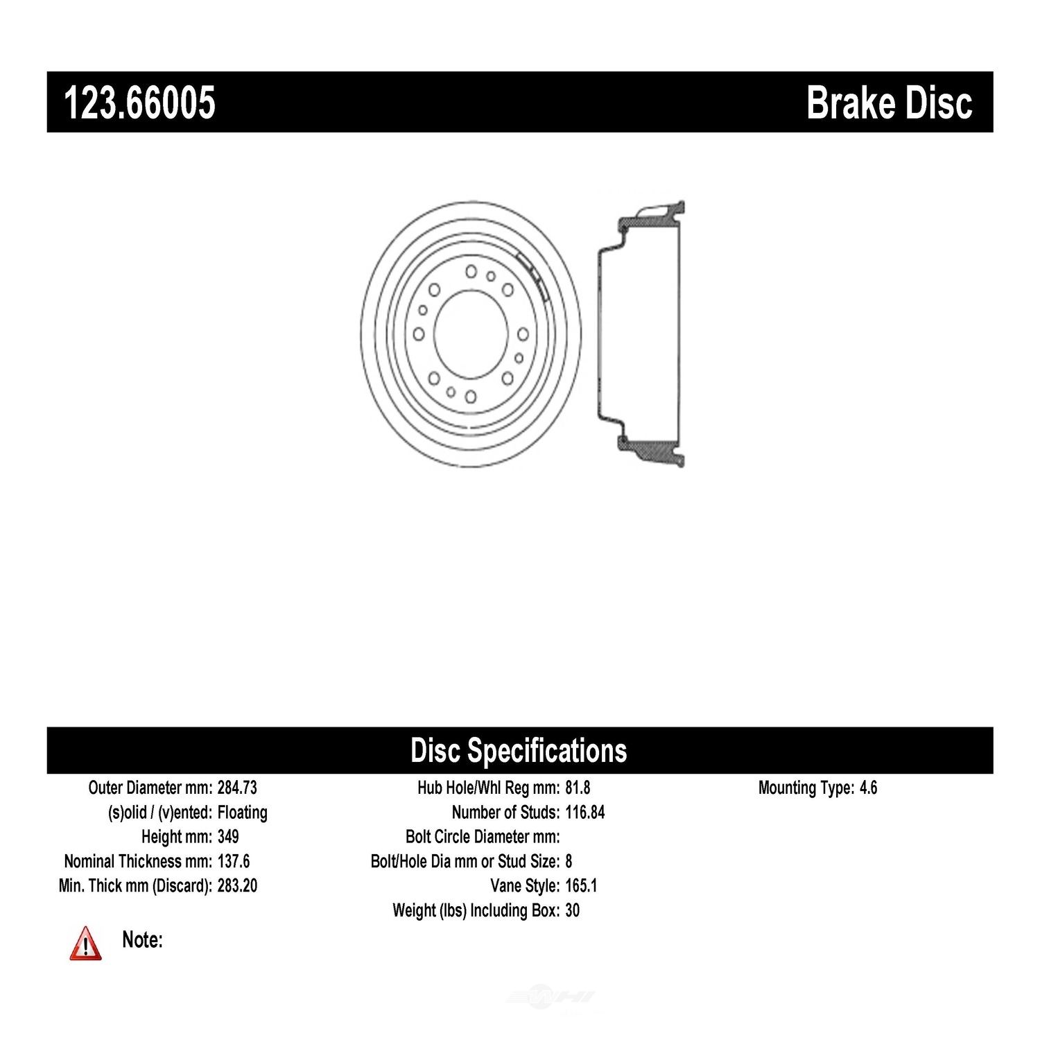 C-TEK BY CENTRIC - CTEK Standard Brake Drums (Rear) - CTK 123.66005