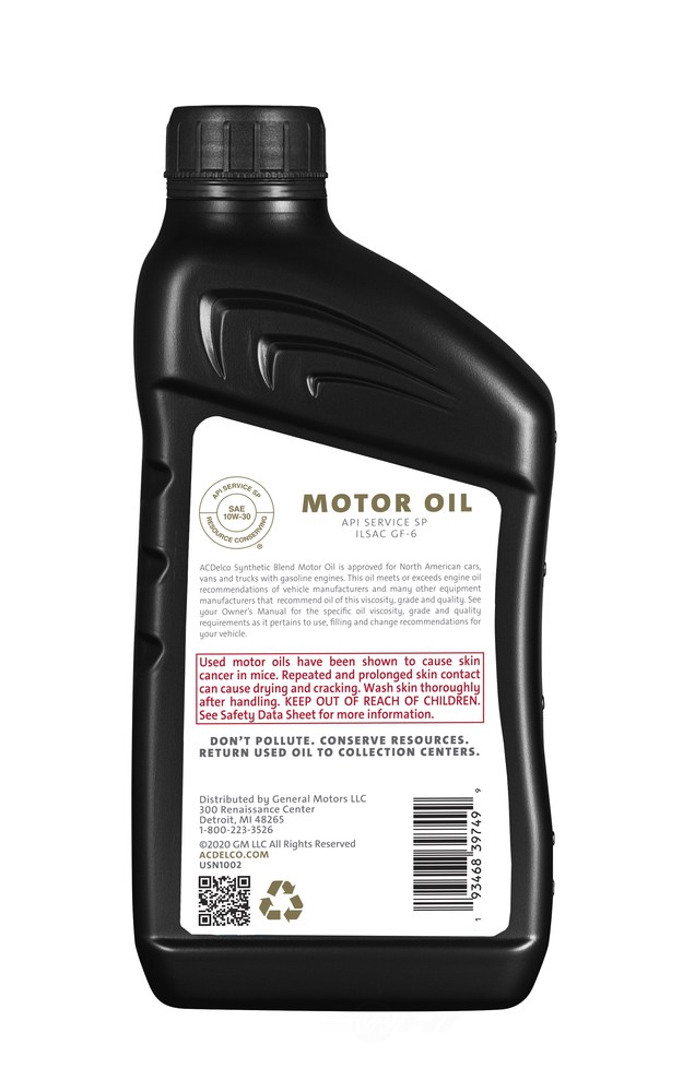 ACDELCO GOLD/PROFESSIONAL - Engine Oil - 1 Quart - DCC 10-9292