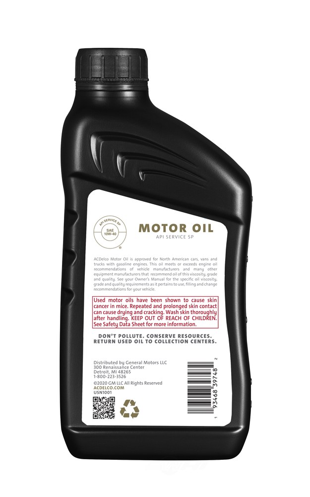 ACDELCO GOLD/PROFESSIONAL - Engine Oil - 1 Quart - DCC 10-9294