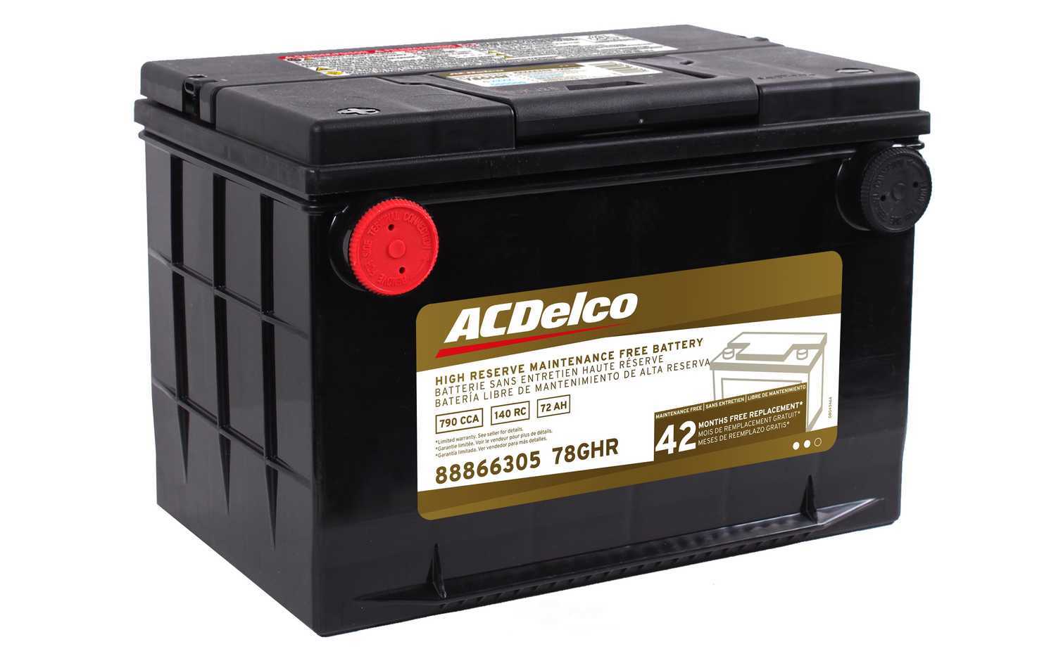 ACDELCO GOLD/PROFESSIONAL - 42 Month Warranty High Reserve - DCC 78GHR