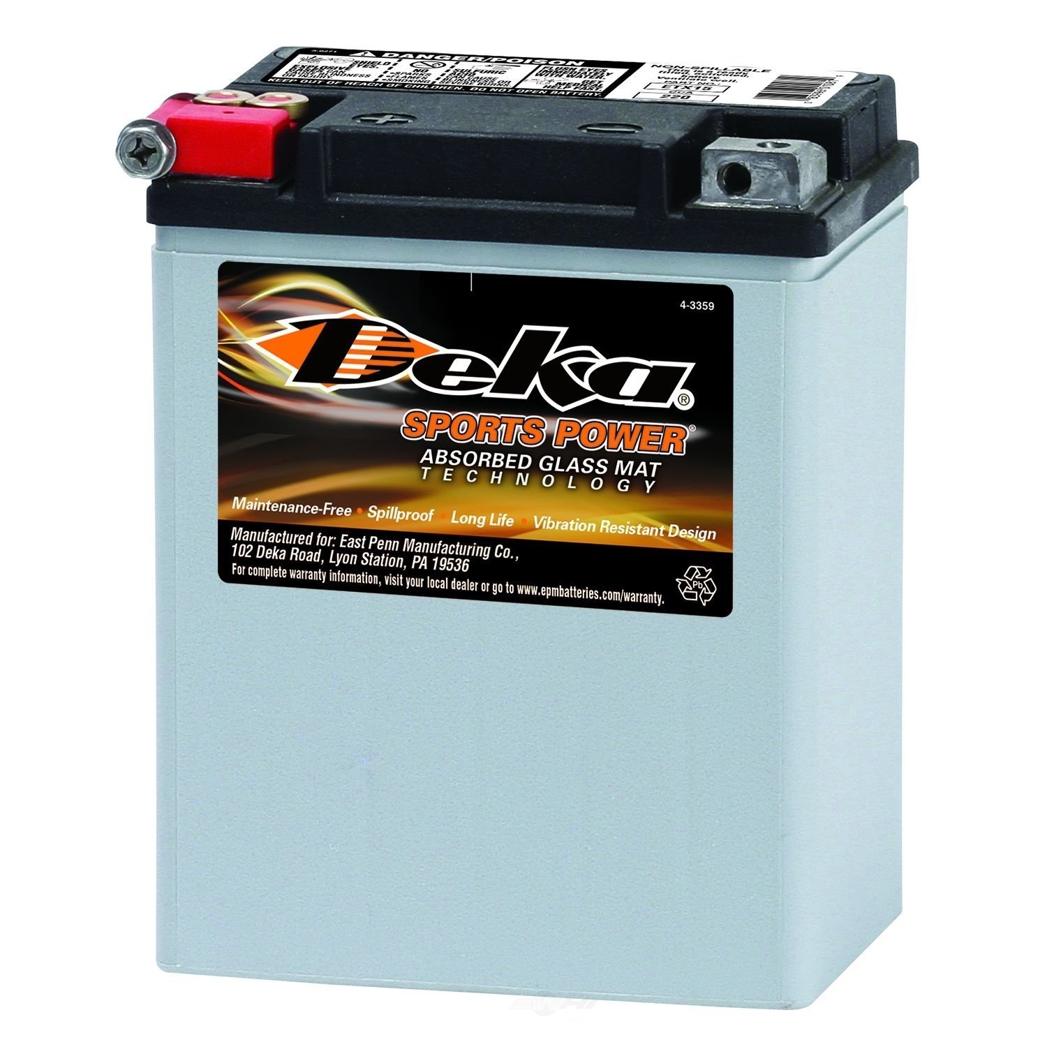 DEKA - Power Sports AGM Valve Regulated Battery - DEK ETX15