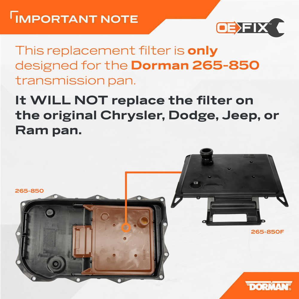 DORMAN OE SOLUTIONS - Transmission Filter Kit - DRE 265-850F
