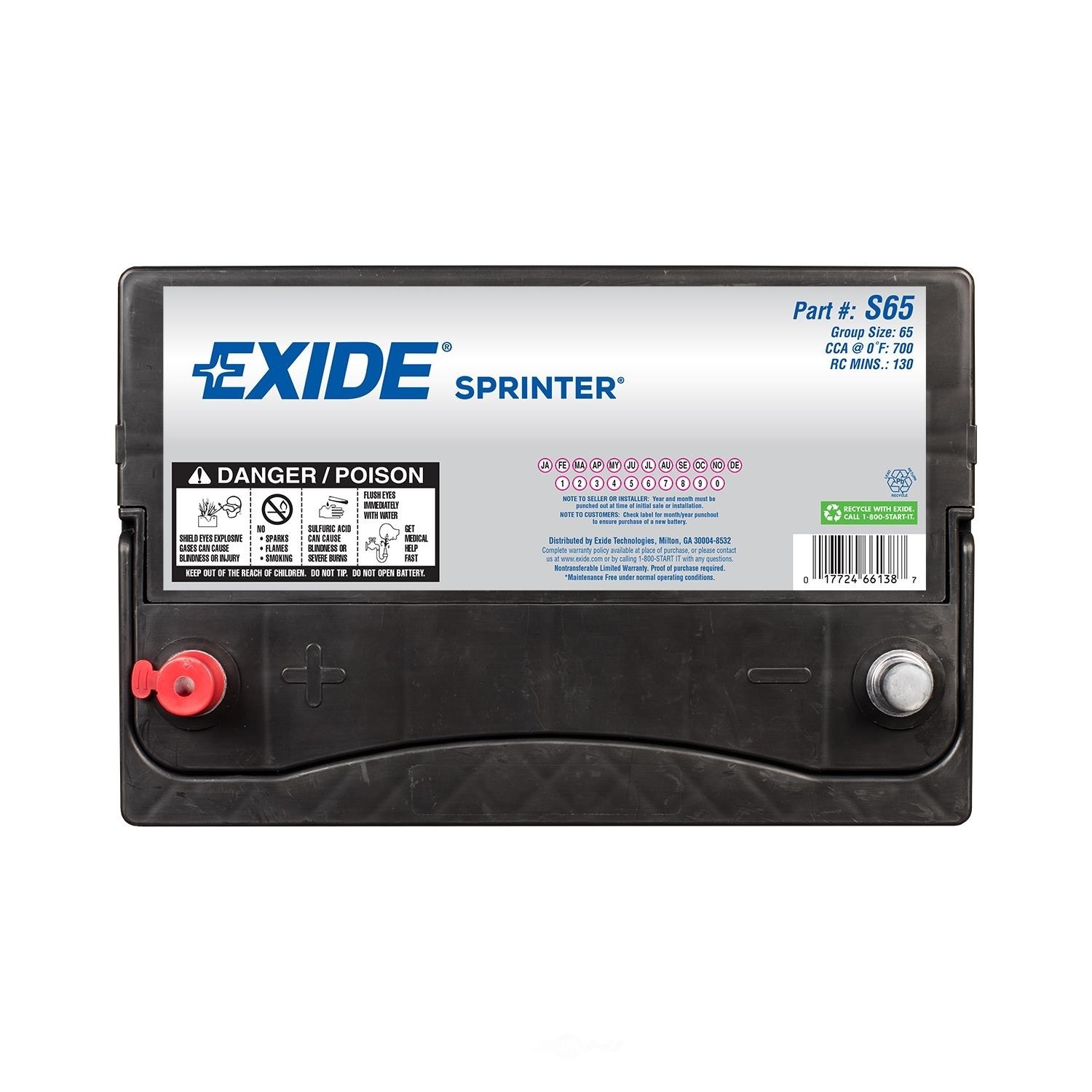 EXIDE BATTERIES - SPRINTER - CCA: 700 - EX1 S65