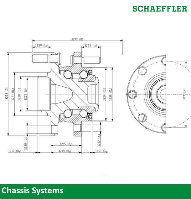 SCHAEFFLER USA - Wheel Bearing and Hub Assembly (Front) - FGA 805657A