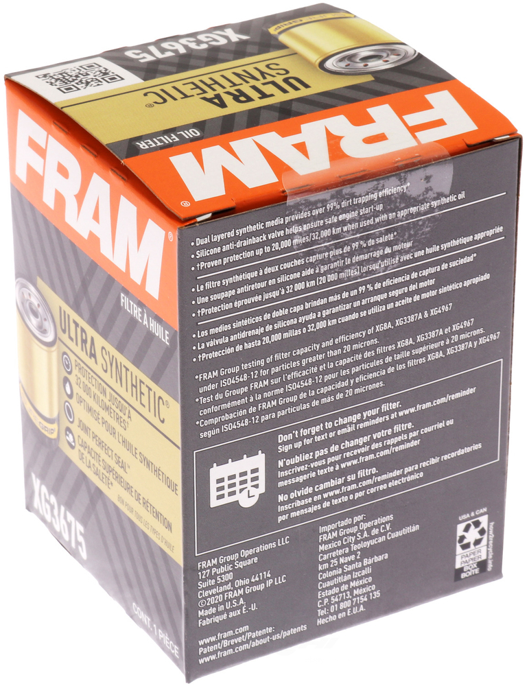 FRAM ULTRA - Ultra Synthetic Engine Oil Filter - FP4 XG3675