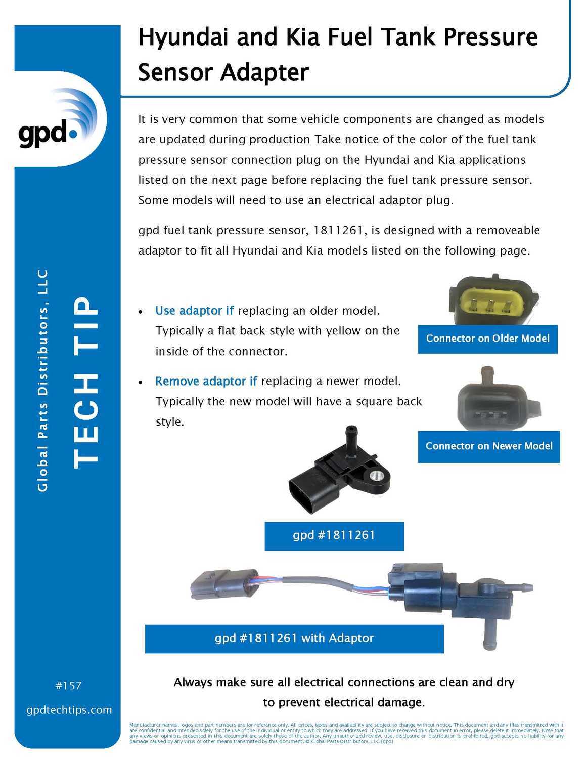 GLOBAL PARTS - Fuel Tank Pressure Sensor - GBP 1811261