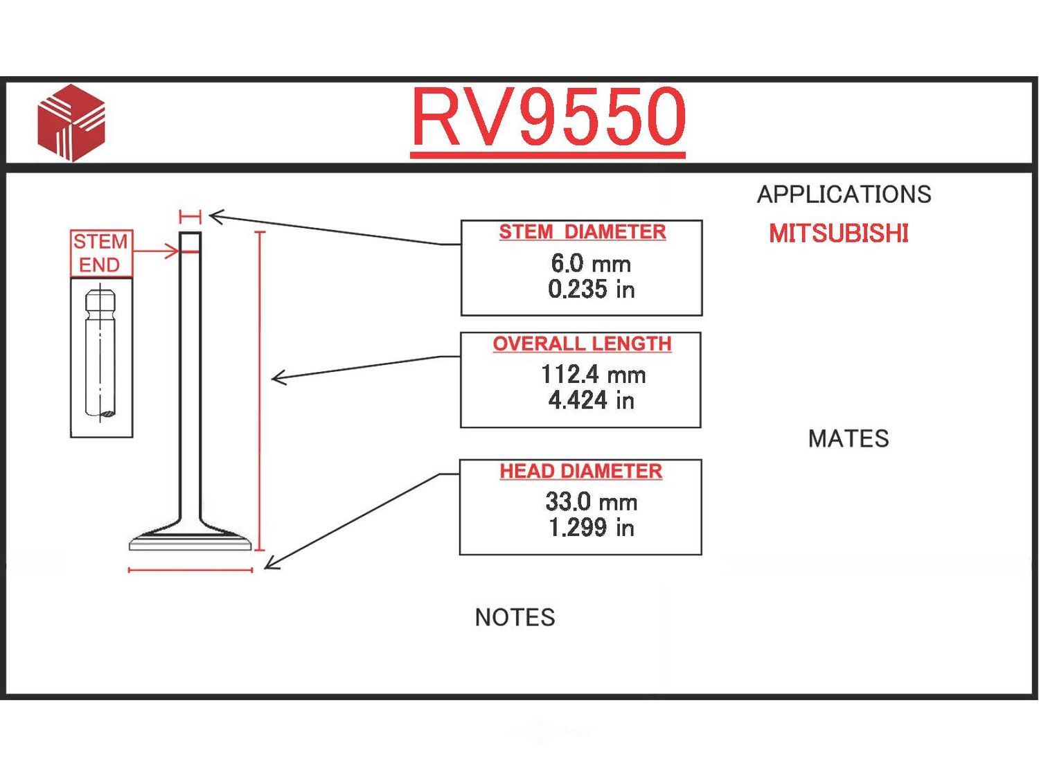 ITM - Engine Intake Valve - ITM - rv9550