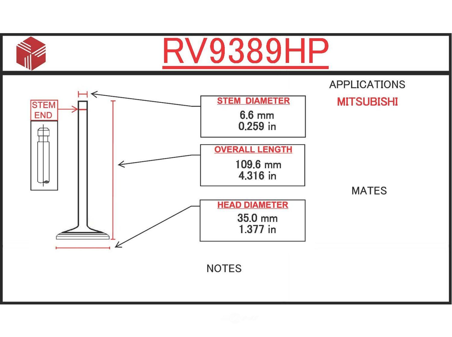 ITM - Engine Intake Valve - ITM - rv9389hp