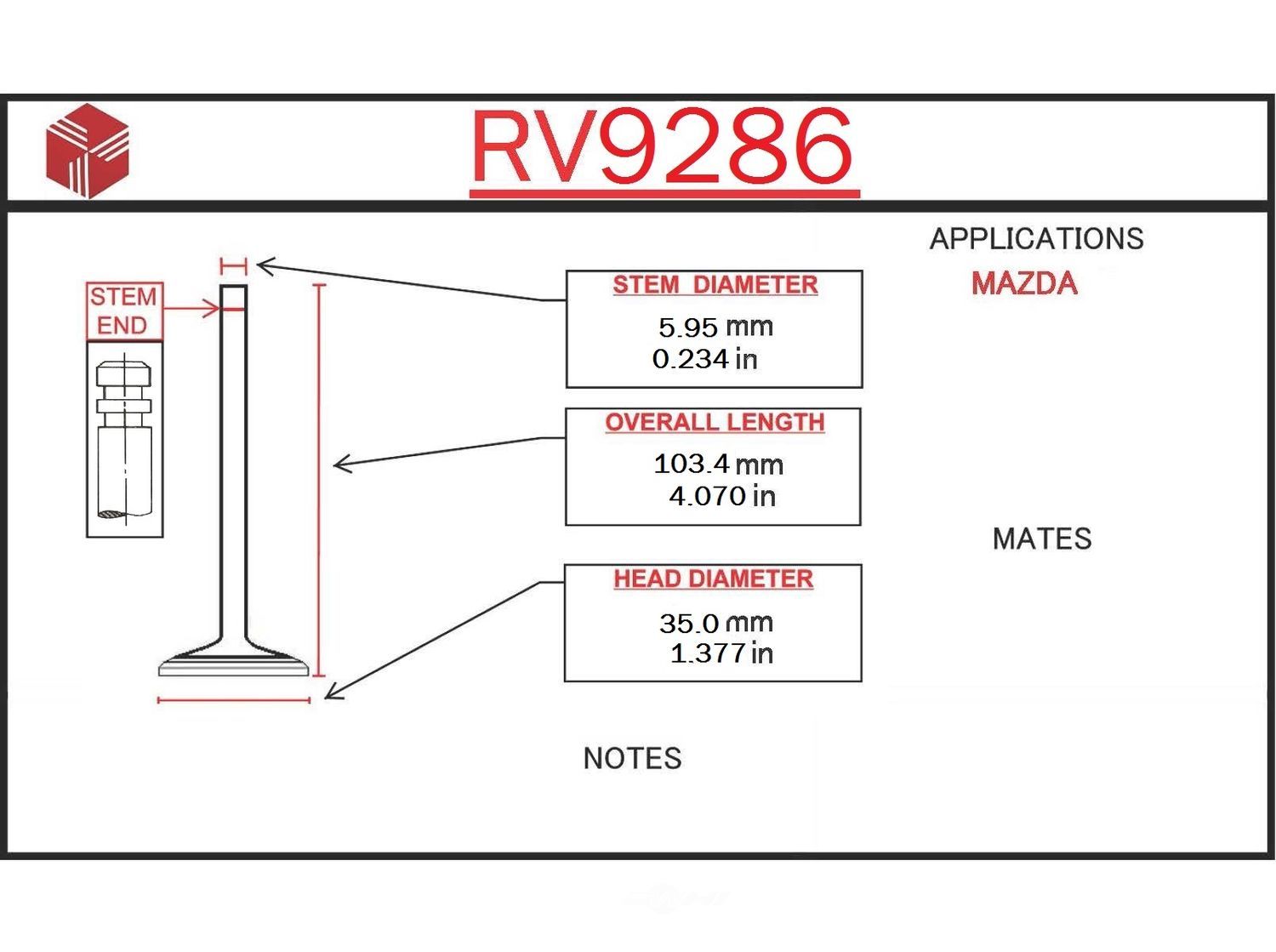 ITM - Engine Intake Valve - ITM - rv9286