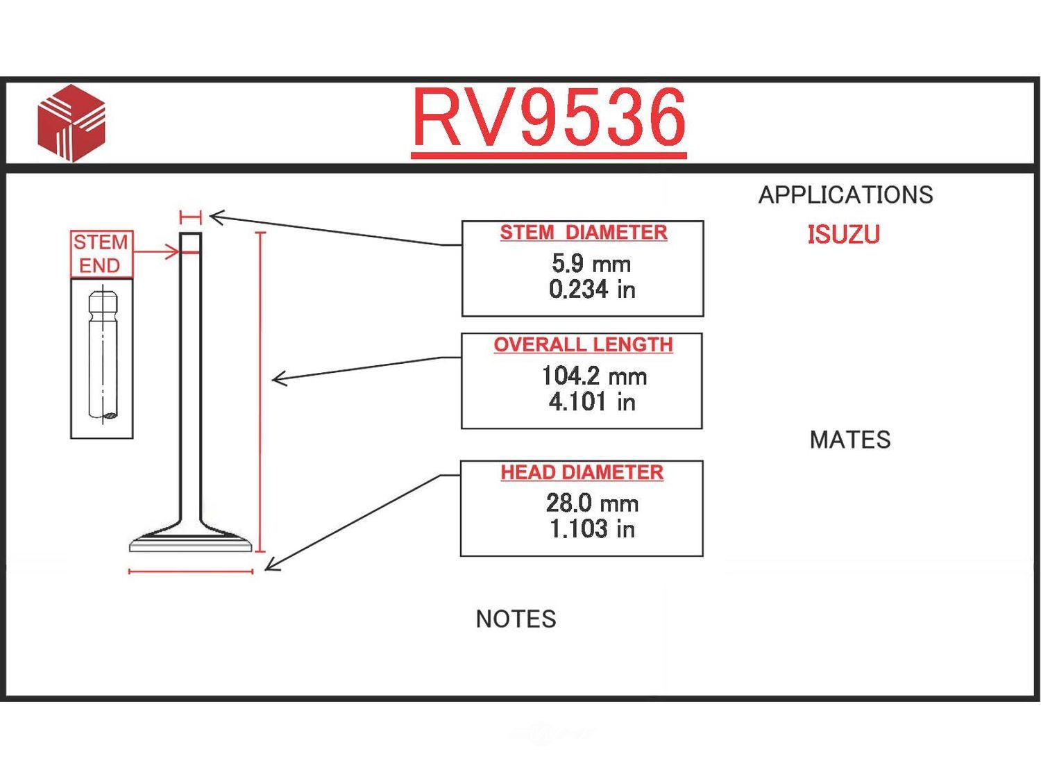 ITM - Engine Intake Valve - ITM - rv9536