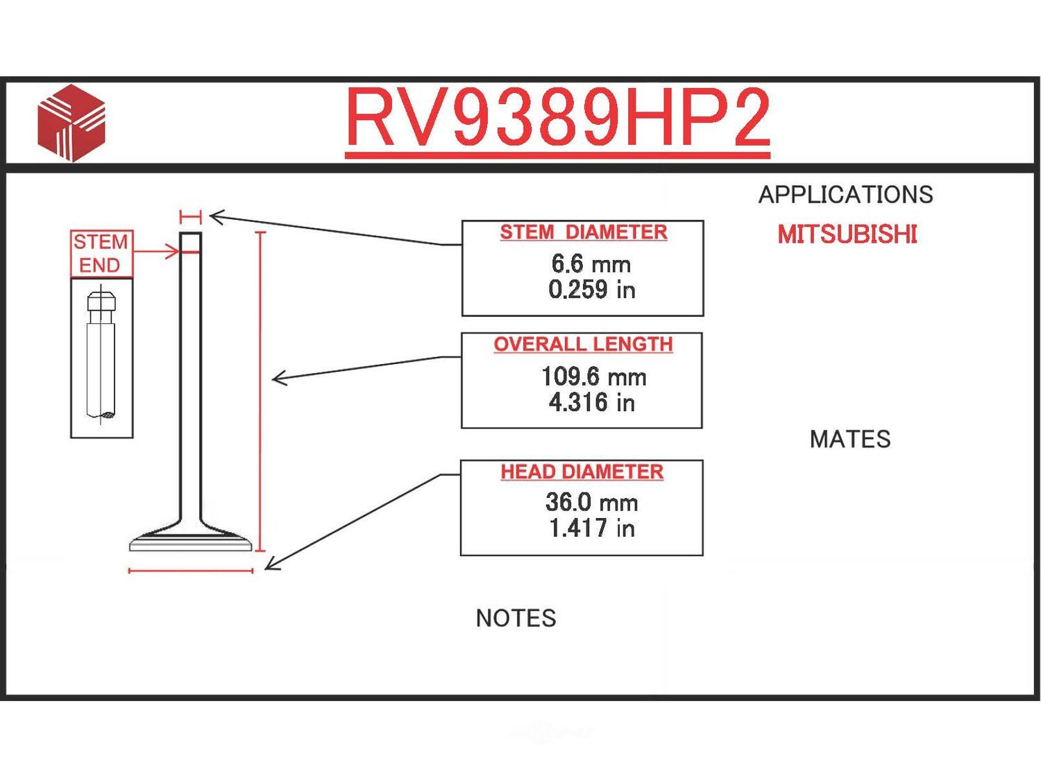 ITM - Engine Intake Valve - ITM - rv9389hp2