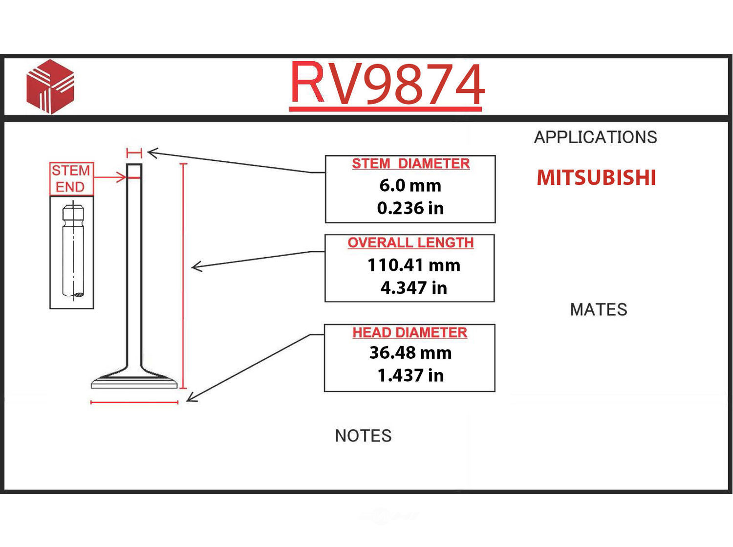 ITM - Engine Intake Valve - ITM - rv9874